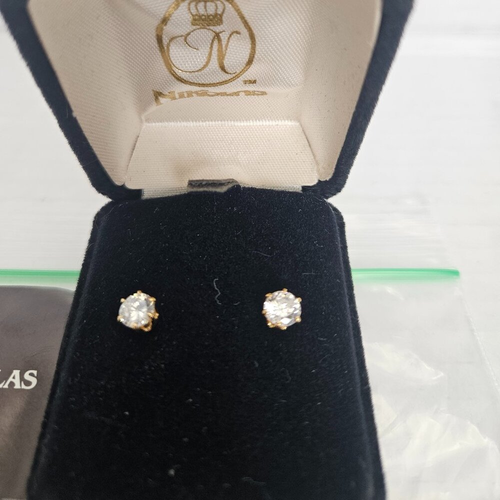 HOUSE OF NIKOLAS GOLD TONED CUBIC ZIRCONIA EARRINGS